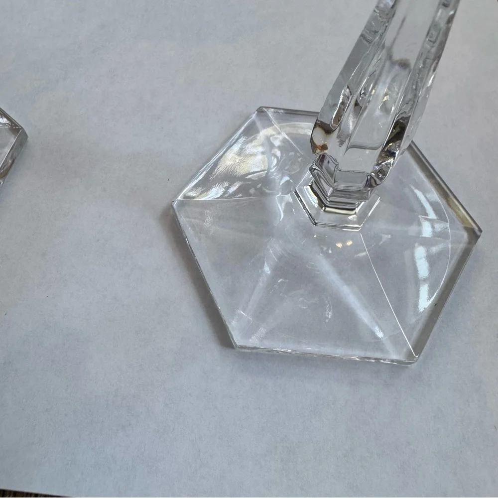 Gorham Perspective Clear Optic Crystal Wine Goblets Set Of 2 Hex Base